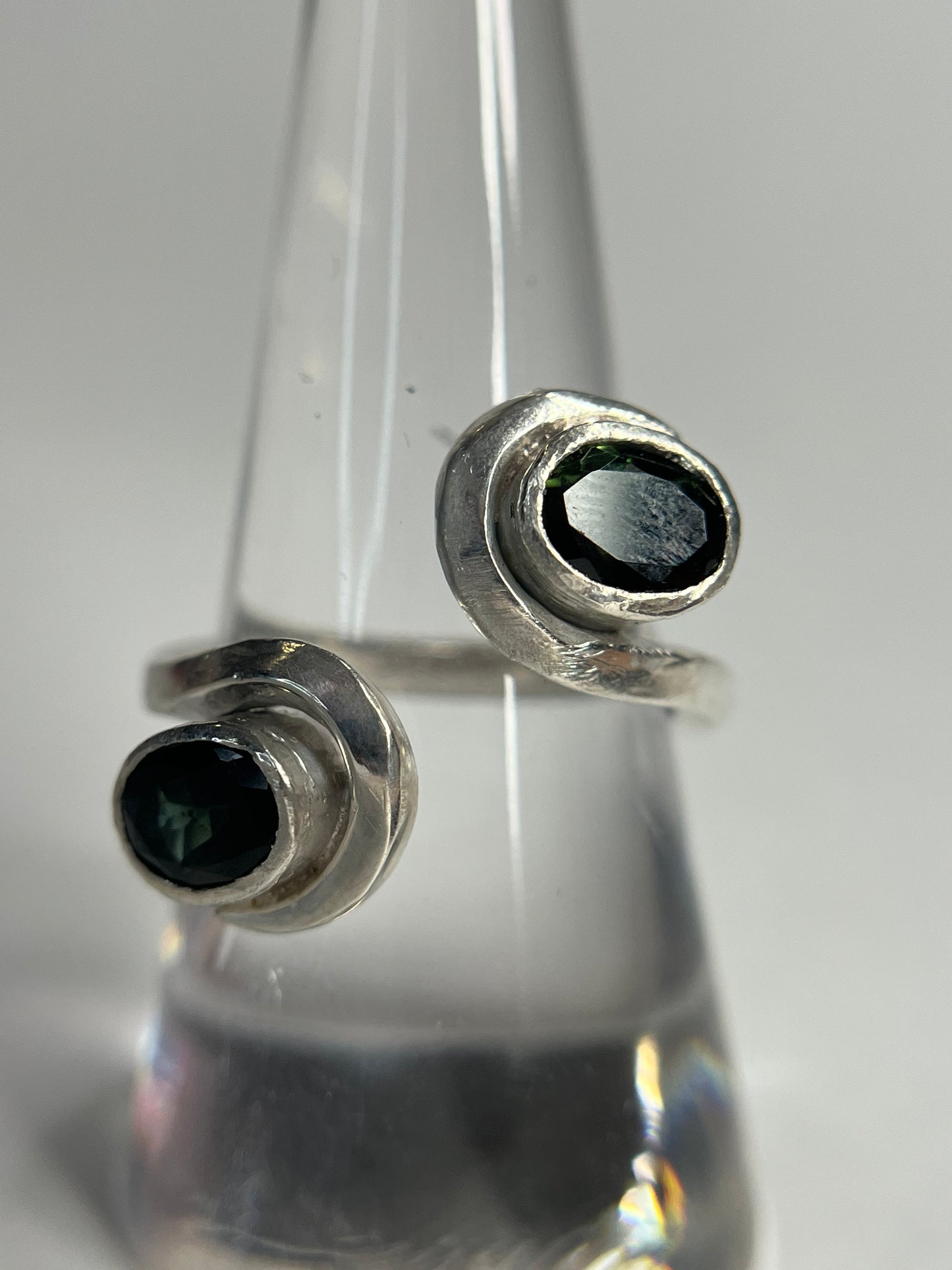 Moss Green Double Tourmaline Ring - Size 8