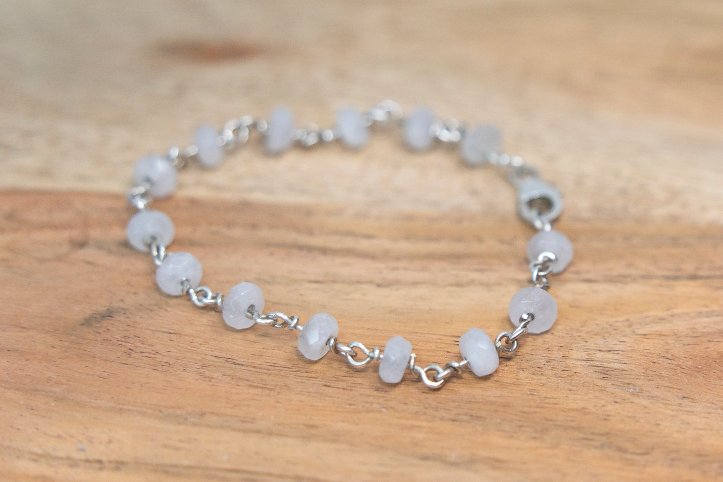 Rose quartz bracelet in Argentium silver