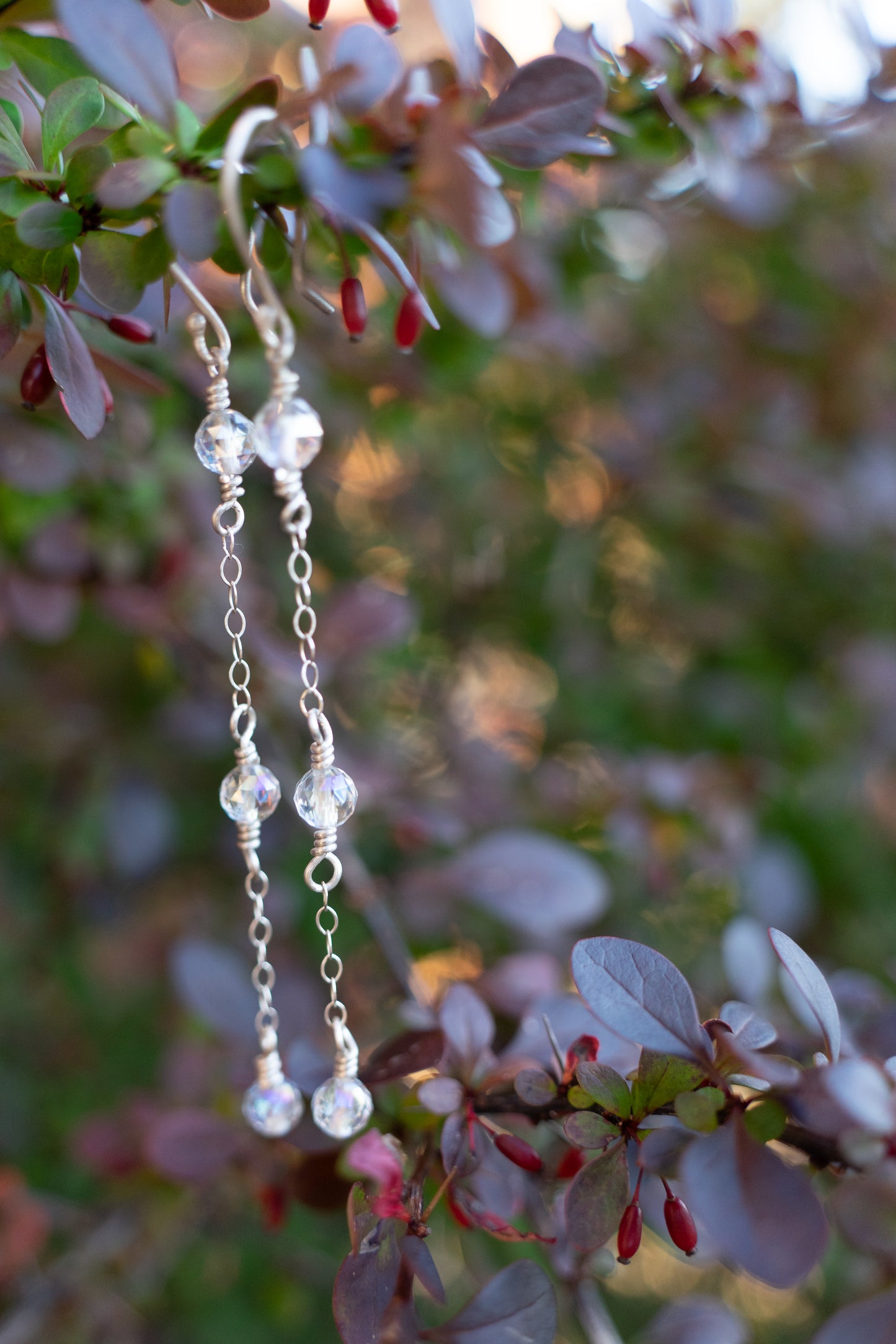 3 drop aura Quartz earrings
