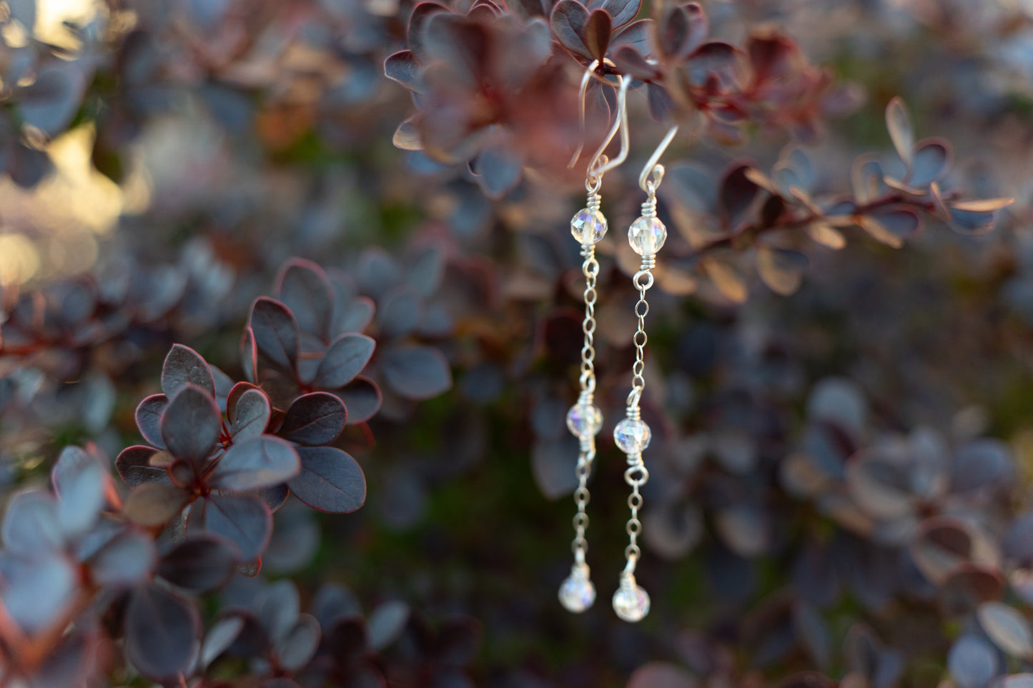 3 drop aura Quartz earrings