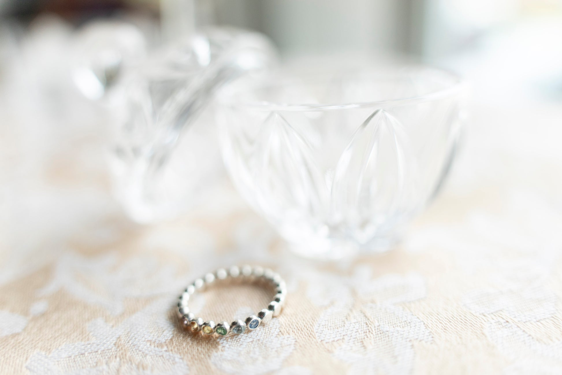 gem bead ring in sunrise sterling silver