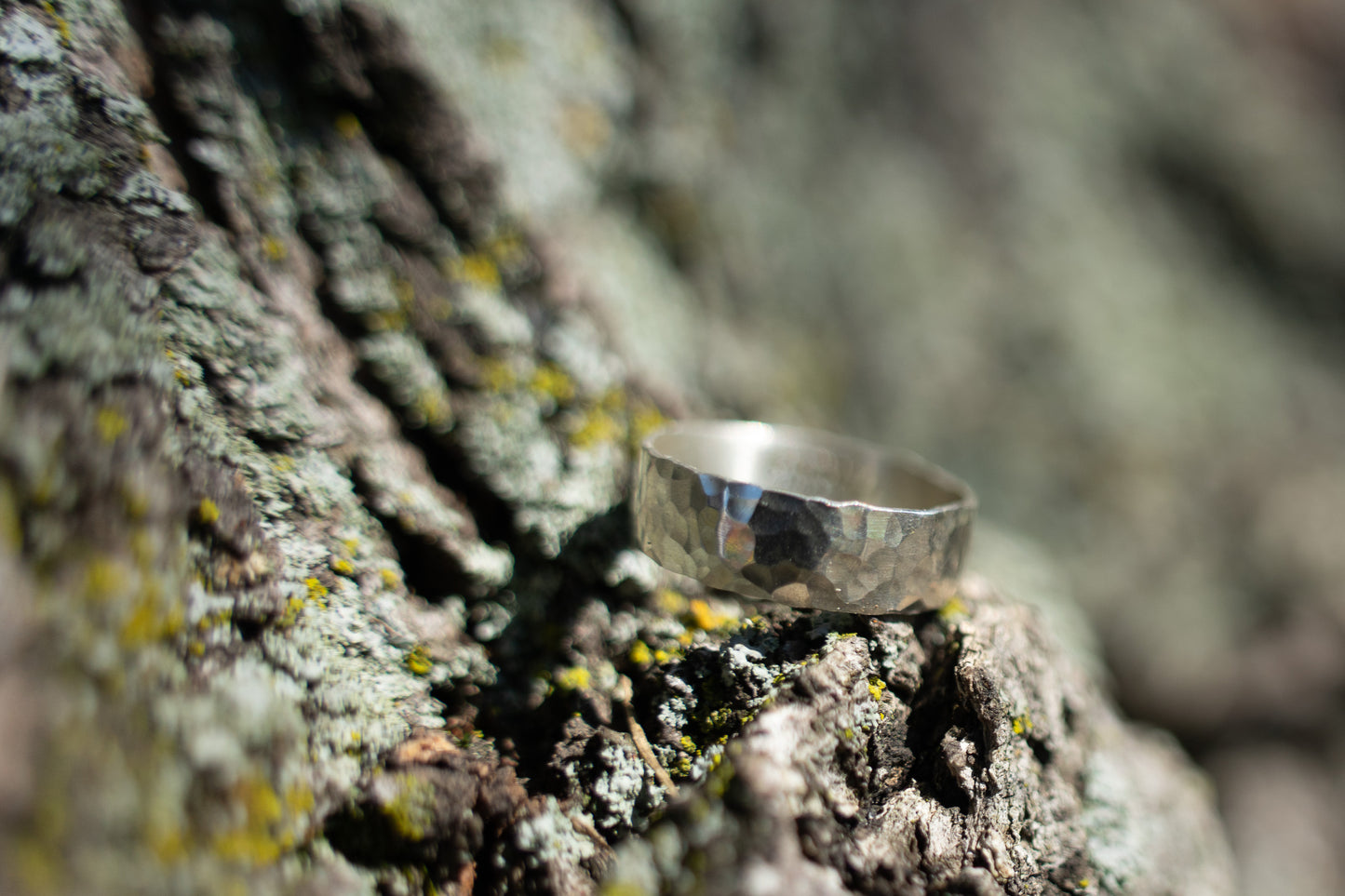 Hammered cigar wedding band