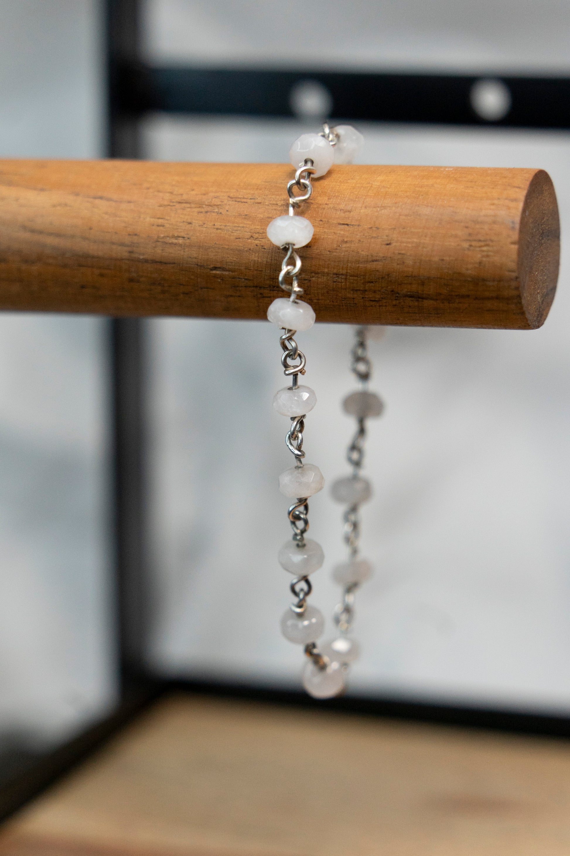 Rose quartz bracelet in sterling silver