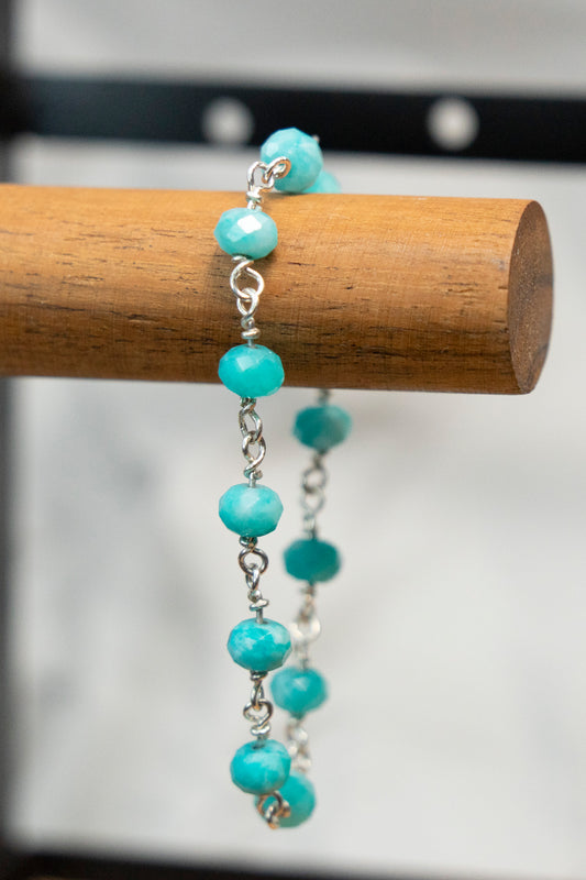 Apatite and silver bracelet