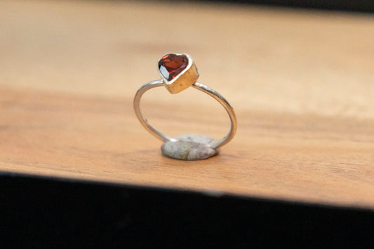 Garnet Heart Ring - Size 6.5