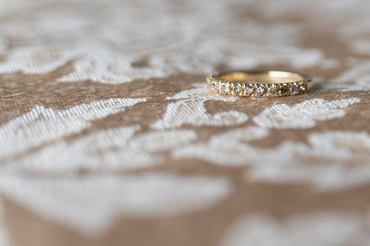 champagne diamond and gold pave ring