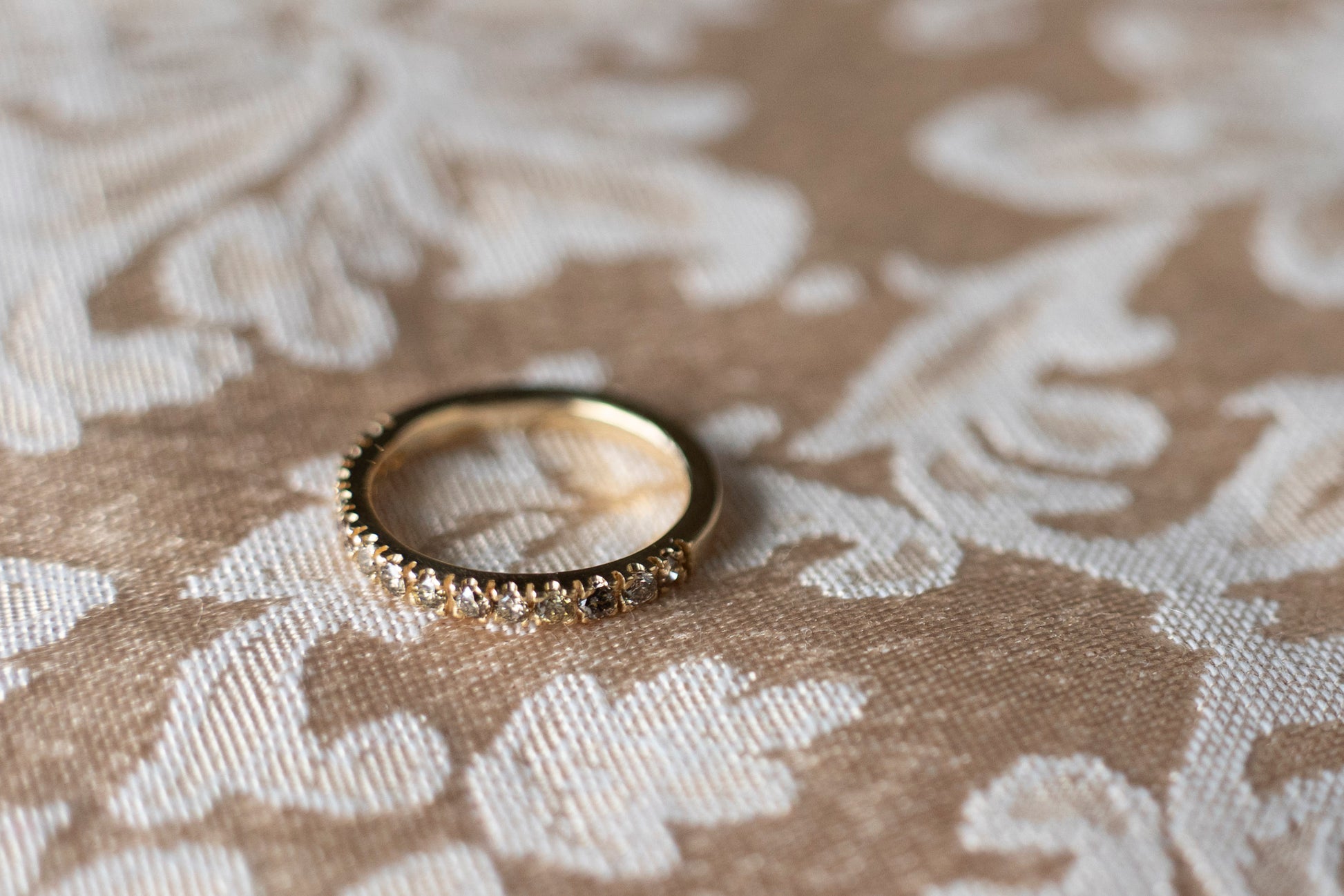 champagne diamond and gold pave ring