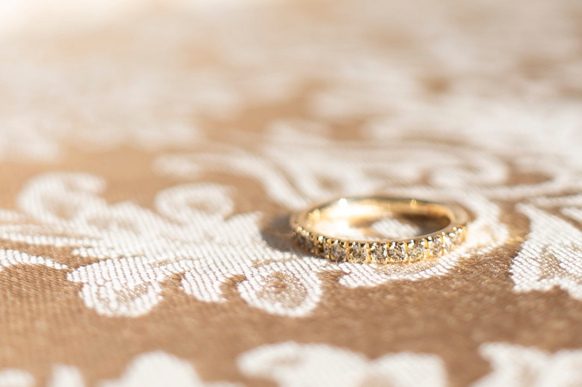 champagne diamond and gold pave ring