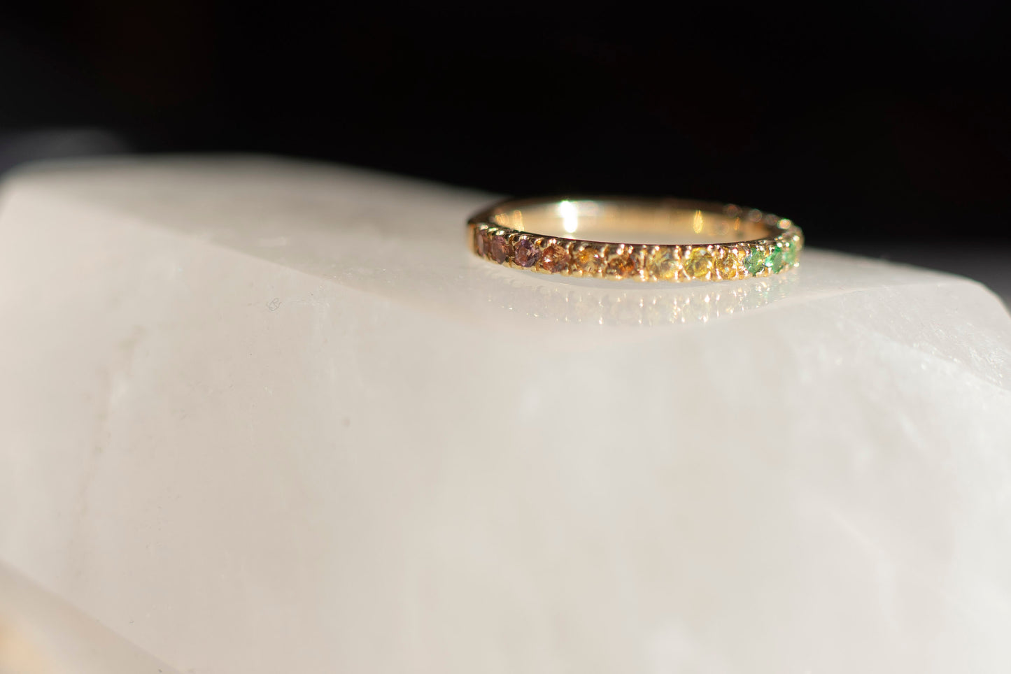 Sunrise Gold Pave Ring