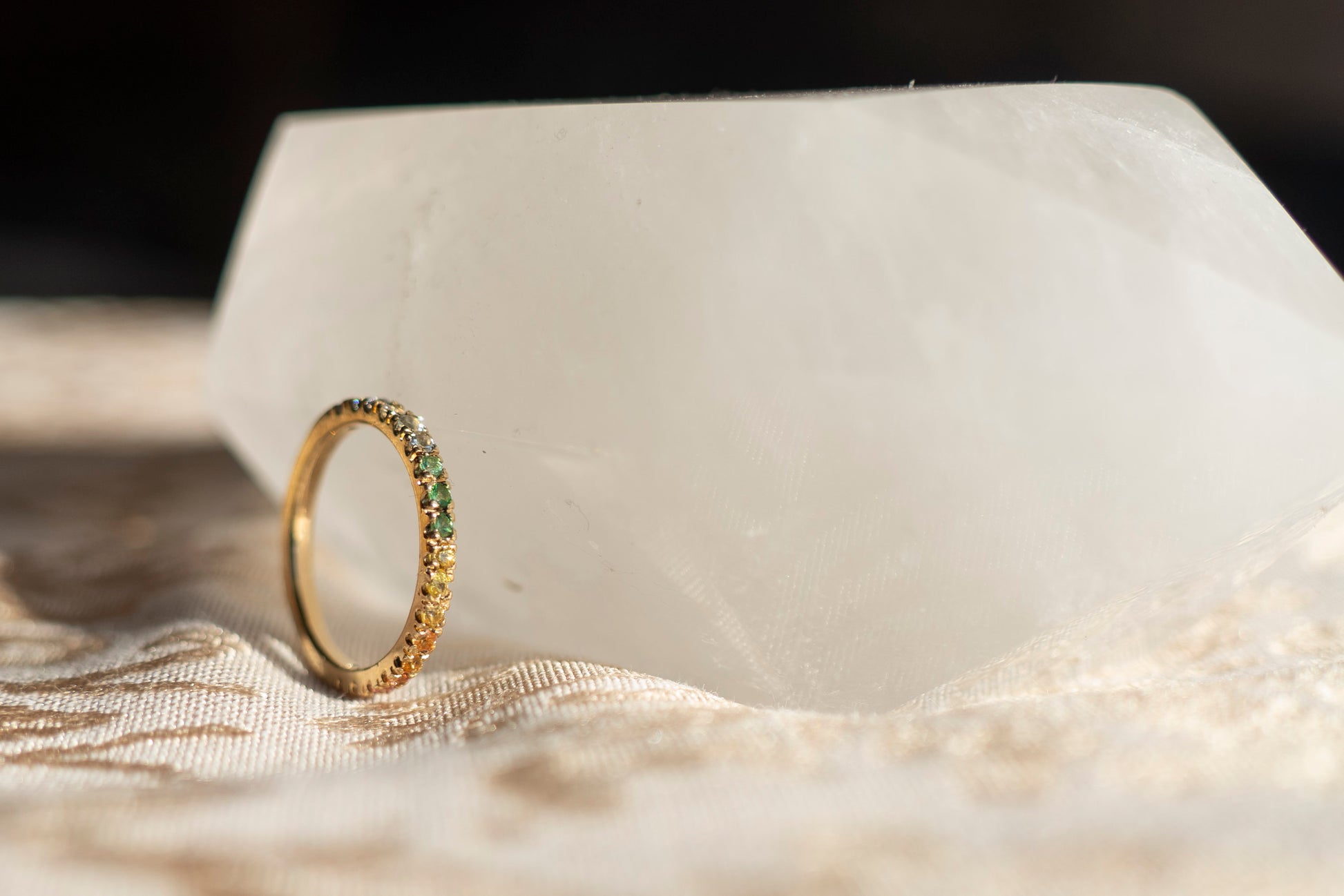 Sunrise Gold Pave Ring