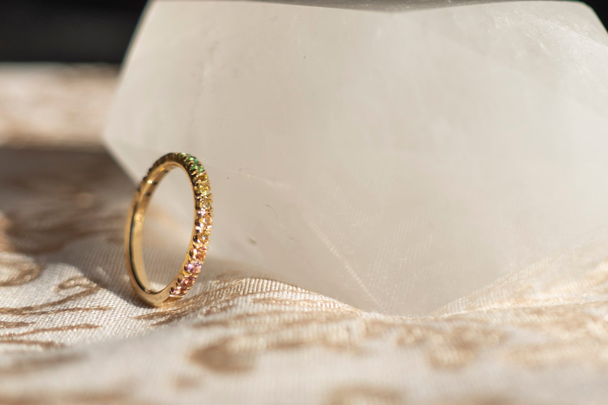 Sunrise Gold Pave Ring