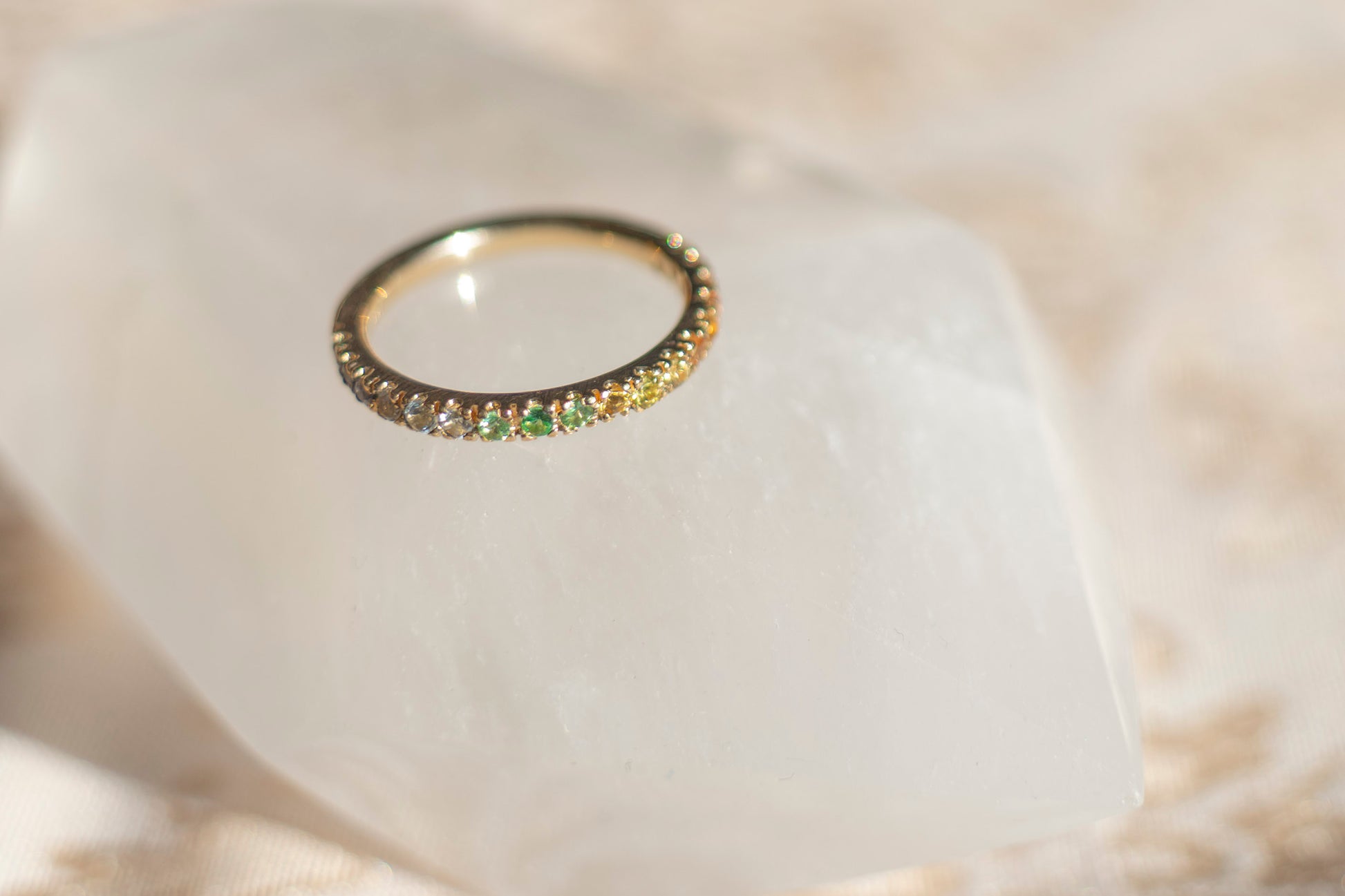 Sunrise Gold Pave Ring