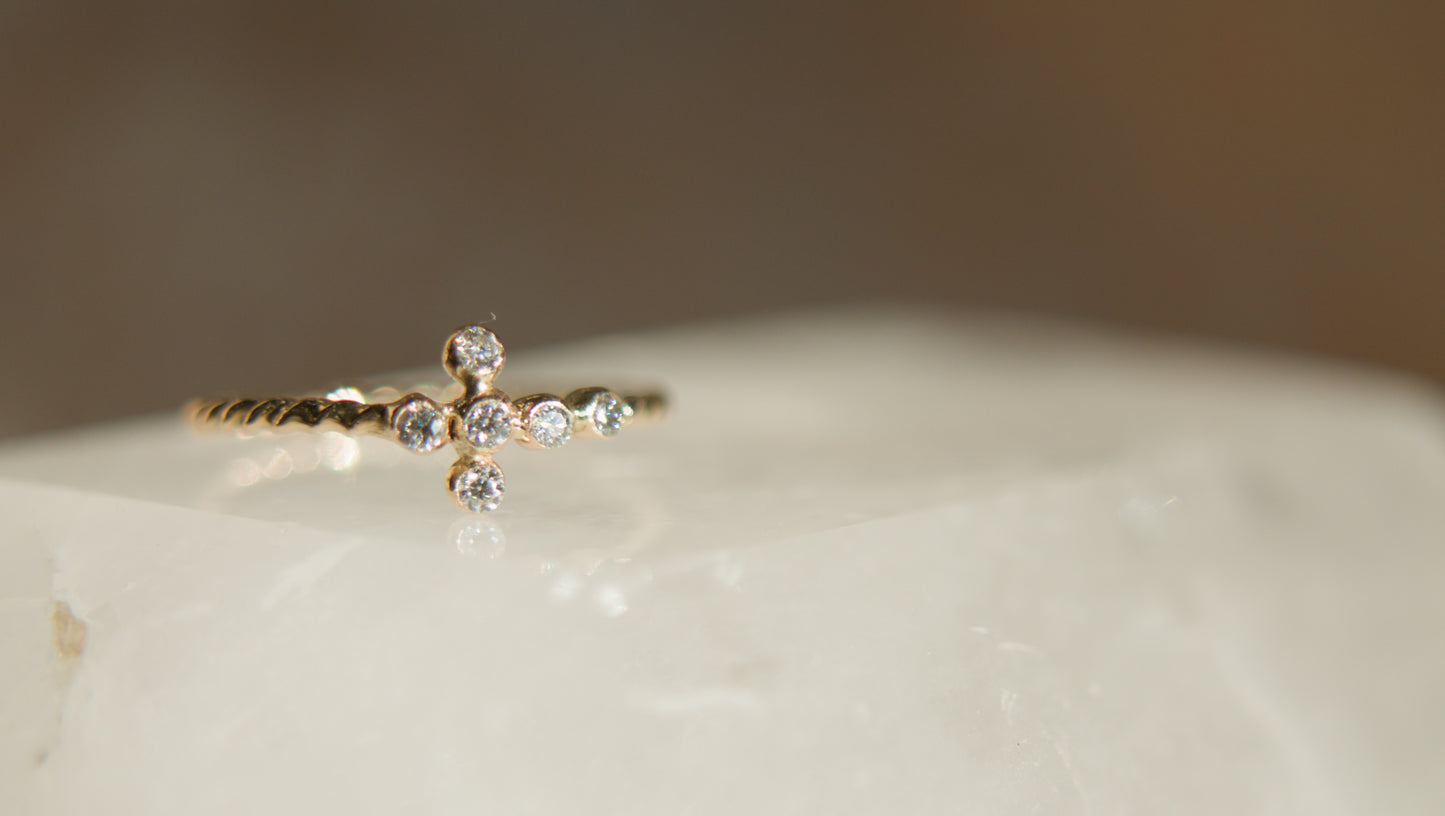 14k gold cross ring