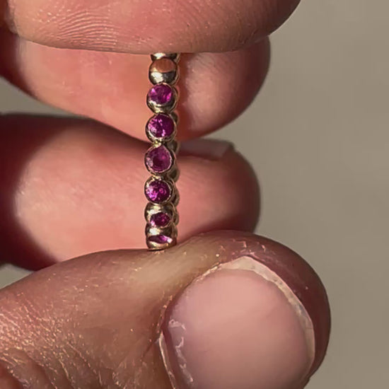 half eternity gold fill gem bead ring with rubies