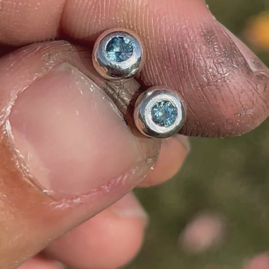 Sapphire stud earrings in sterling silver