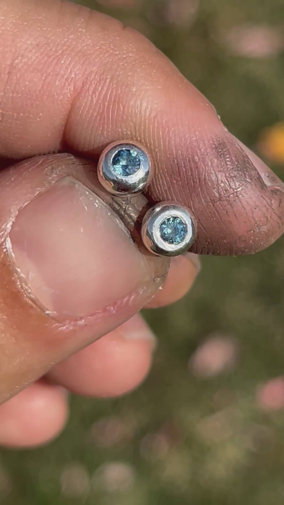 Sapphire stud earrings in sterling silver