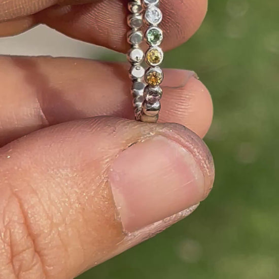 sunrise gem bead ring in sterling silver