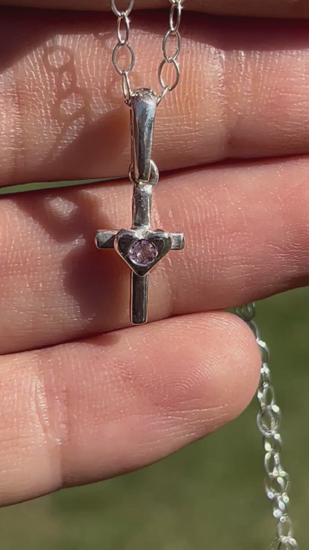Birthstone cross pendant