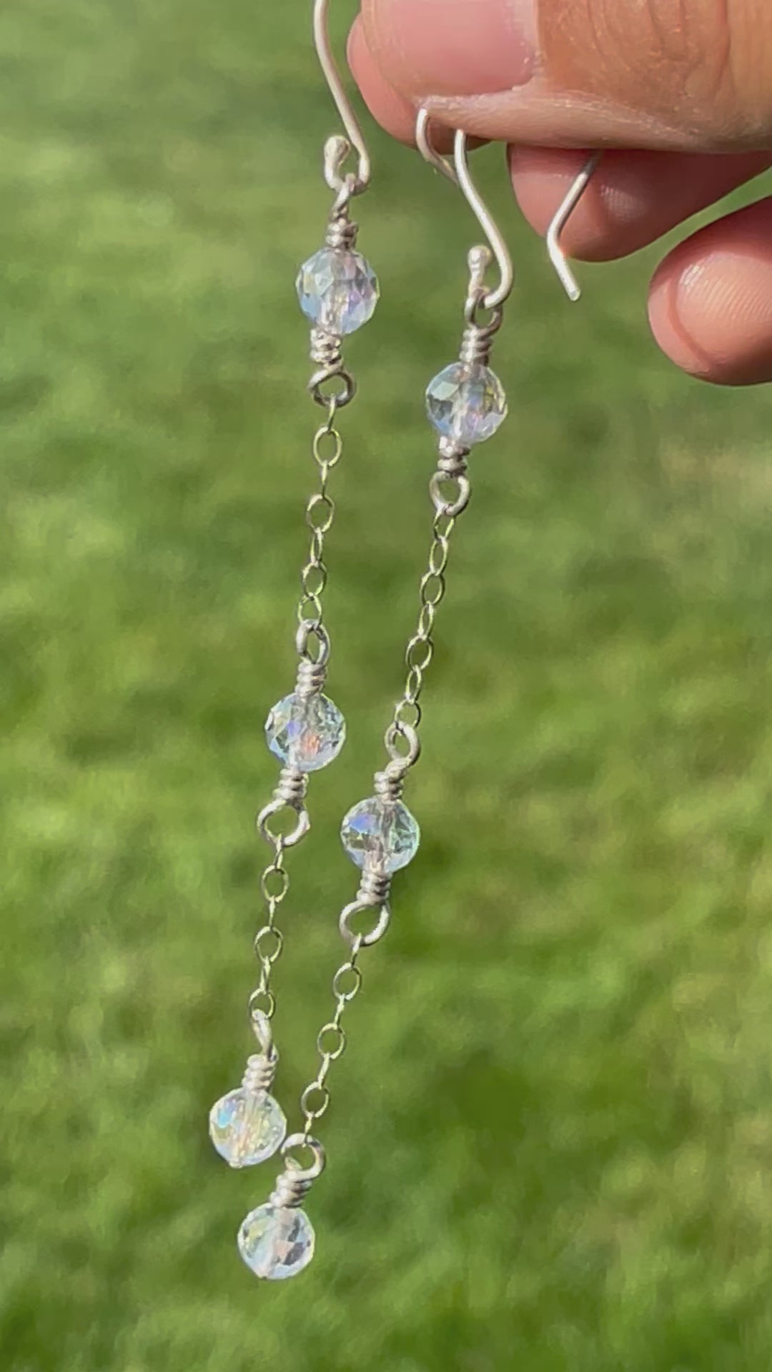 3 drop aura Quartz earrings