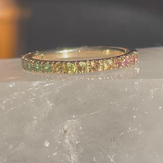 Sunrise gold pave ring