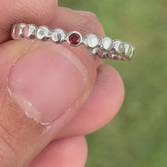 Garnet Gem Bead Ring in sterling silver