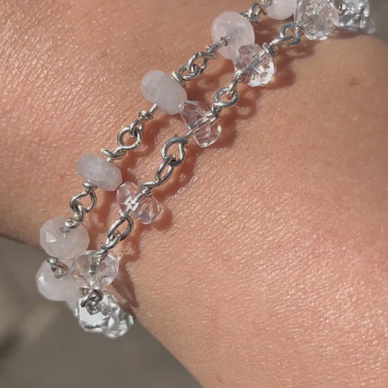 Rose quartz and clear quartz bracelet